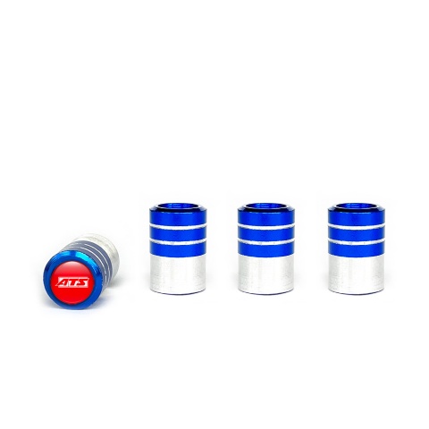 ATS Valve Caps Blue 4 pcs Red Silicone Sticker with White Logo
