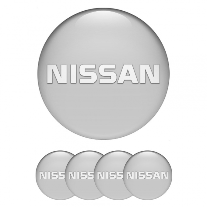 Nissan Center Caps Wheel Emblem Grey Base White Bold Logo Design