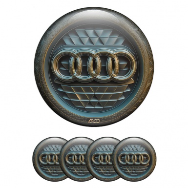 Audi Emblem for Center Wheel Caps Ancient Inscribed Ring Carved Logo