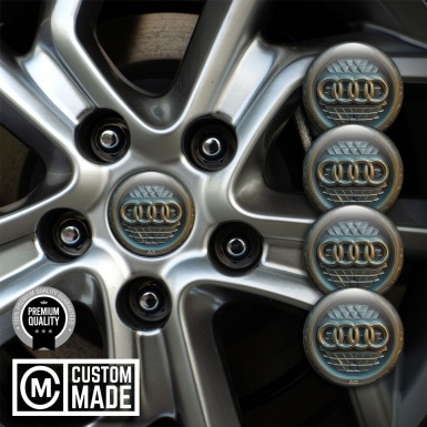 Audi Emblem for Center Wheel Caps Ancient Inscribed Ring Carved Logo