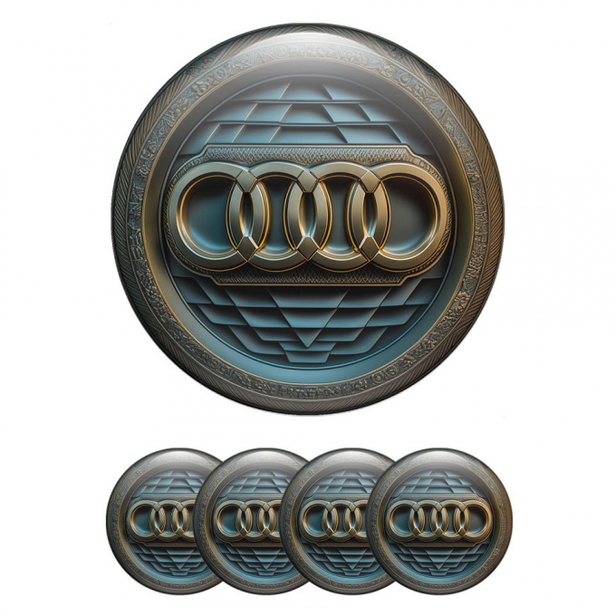 Audi Emblems for Center Wheel Caps Engraved Circle Bronze Logo Design