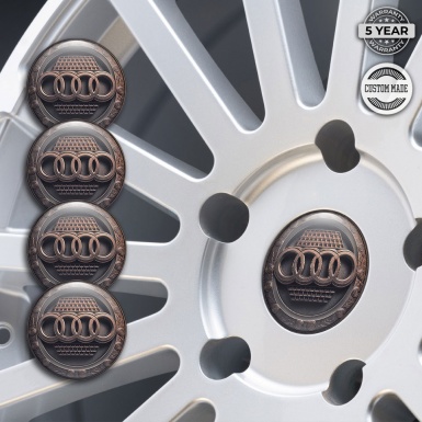 Audi Domed Stickers for Wheel Center Caps Bronze Ornament Ring Design
