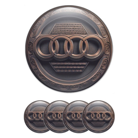 Audi Stickers for Wheels Center Caps Bronze Engraved Ring