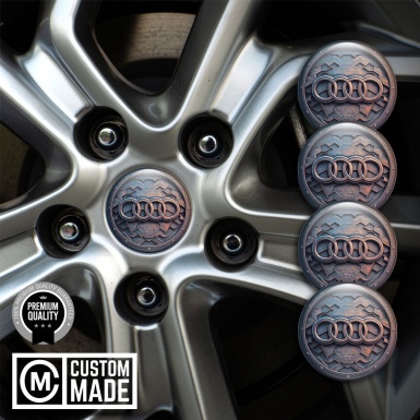 Audi Emblem for Wheel Center Caps Metallic Plates Blue Texture