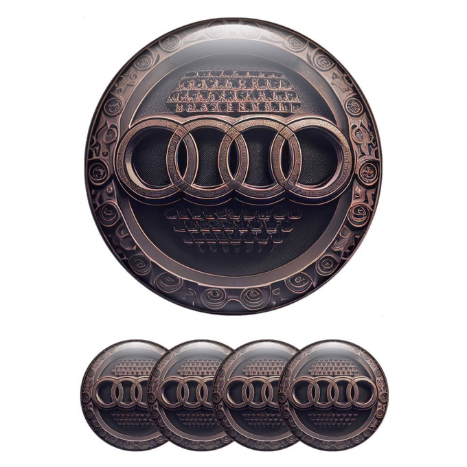 Audi Center Wheel Caps Stickers Copper Fragments Engraved Logo Design