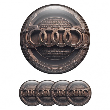 Audi Wheel Stickers for Center Caps Copper Surface Engraved Ring Design