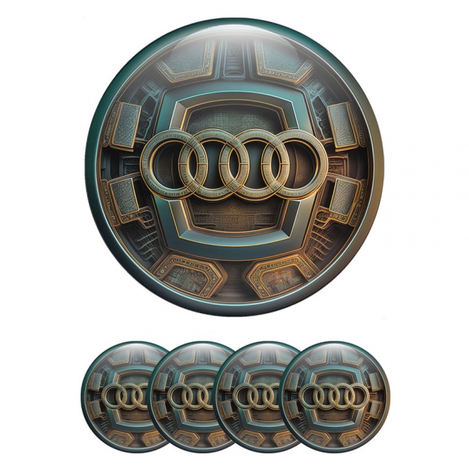 Audi Emblem for Wheel Center Caps Bronze Cogwheel Effect Stone Logo