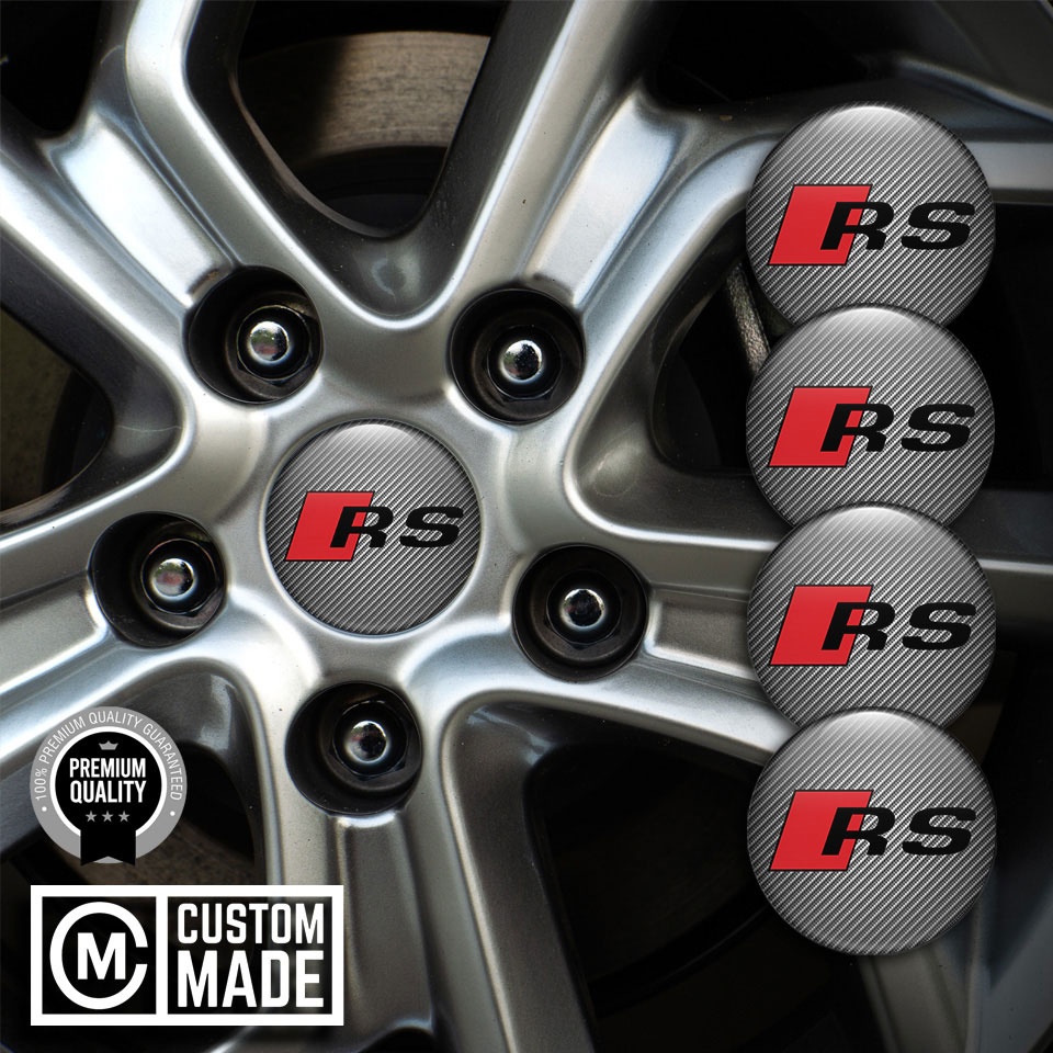 Audi RS Wheel Stickers for Center Caps Light Carbon Sport Logo Design ...
