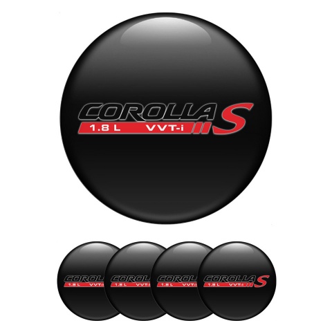 Toyota Corolla Center Caps Wheel Emblem Black Base Black Red Logo