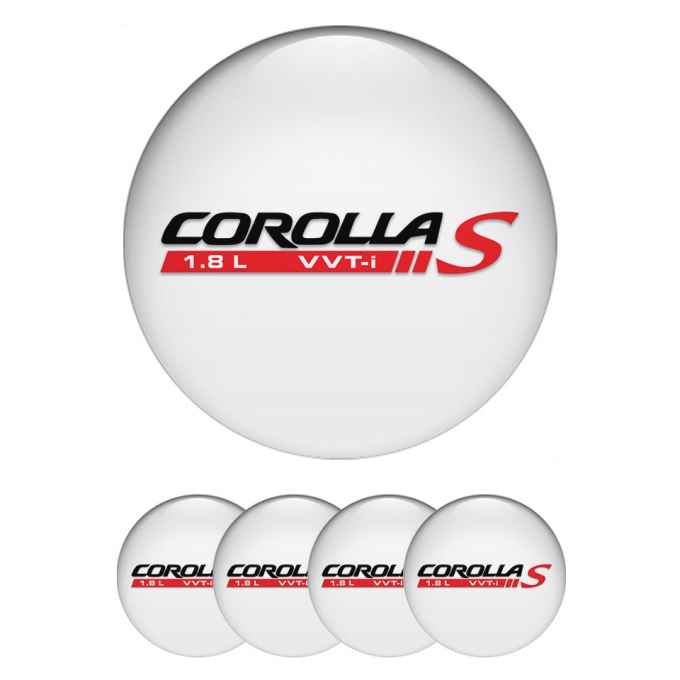 Toyota Corolla Wheel Emblem for Center Caps White Base Black Red Logo