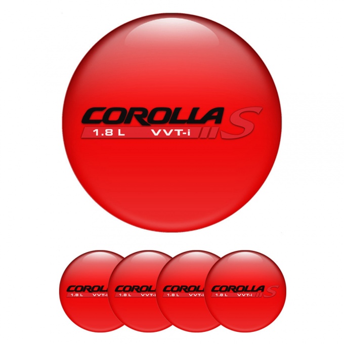 Toyota Corolla Stickers for Wheels Center Caps Red Base Black Red Logo