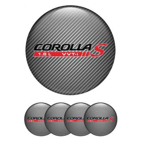Toyota Corolla Center Wheel Caps Stickers Carbon Fiber Black Red Edition