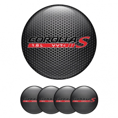 Toyota Corolla Emblems for Center Wheel Caps Steel Grate Black Red Logo