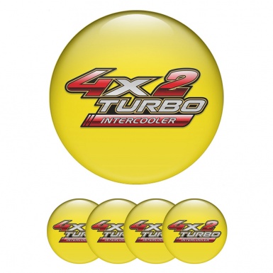 Toyota Domed Stickers for Wheel Center Caps Yellow Red Logo Turbo Design
