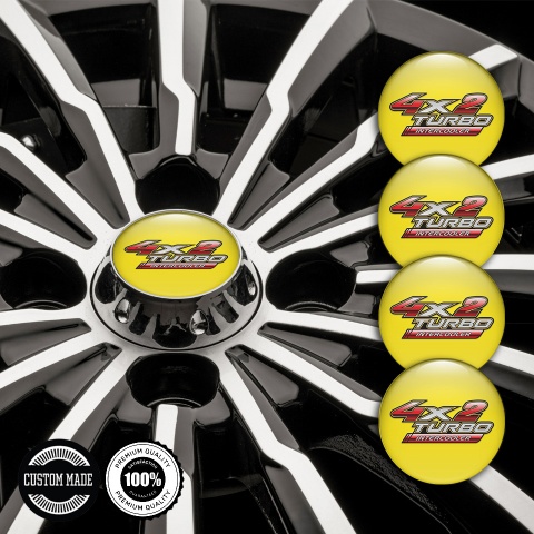 Toyota Domed Stickers for Wheel Center Caps Yellow Red Logo Turbo Design