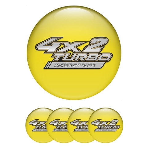 Toyota Center Wheel Caps Stickers Yellow Base Metallic Logo Turbo Intercooler