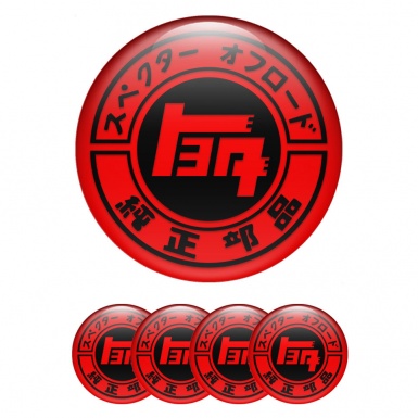 Toyota Stickers for Wheels Center Caps Red Fill Black Off Road Logo Edition