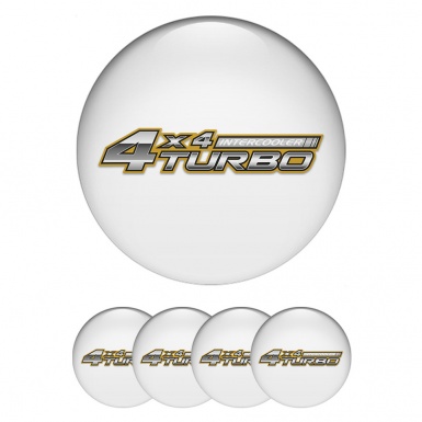 Toyota Emblems for Center Wheel Caps White Base Off Road Turbo Logo Motif