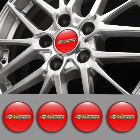 Toyota Wheel Stickers for Center Caps Red Fill Off Road Turbo Logo Edition