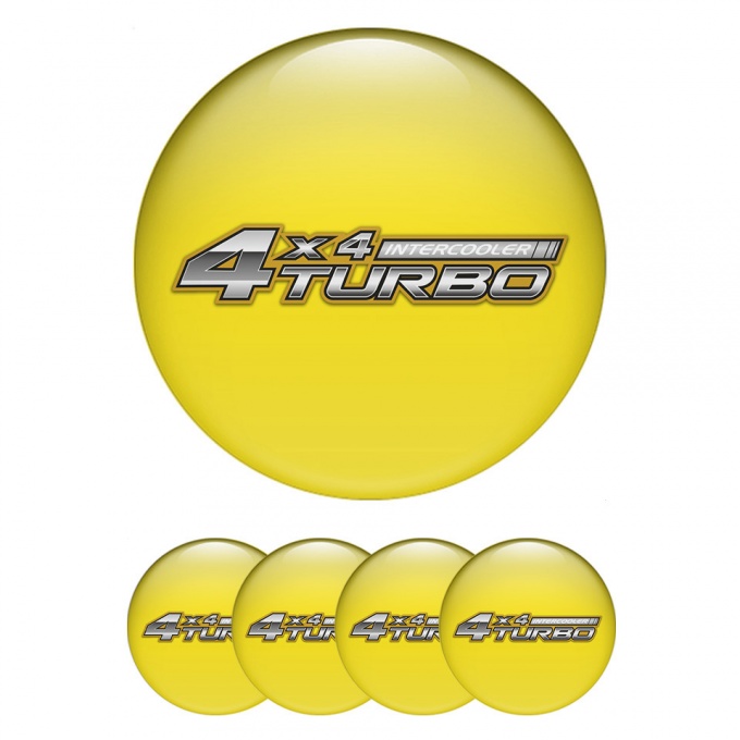 Toyota Stickers for Wheels Center Caps Yellow Off Road Turbo Logo Variant