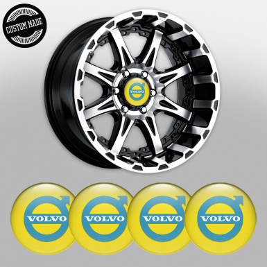 Volvo Wheel Emblem for Center Caps Center Caps Yellow Base Pastel Blue Logo