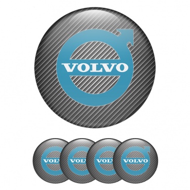 Volvo Emblem for Wheel Center Caps Carbon Texture Pastel Blue Logo Design