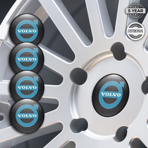 Volvo Emblem for Center Wheel Caps Steel Grate Pastel Blue Logo Design