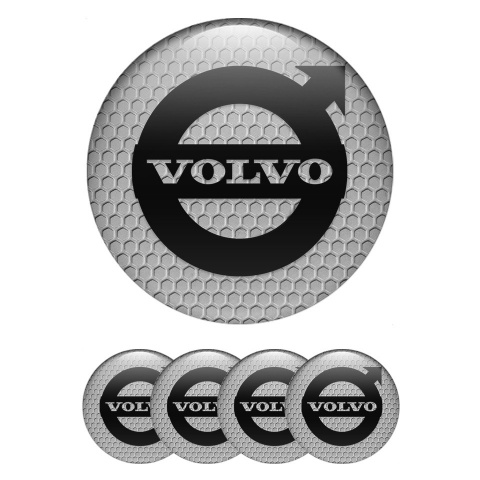 Volvo Emblem for Center Wheel Caps Grey Hex Black Logo Edition