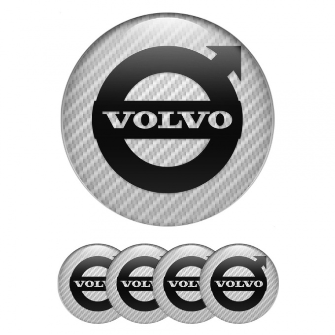 Volvo Center Wheel Caps Stickers White Carbon Black Logo Design