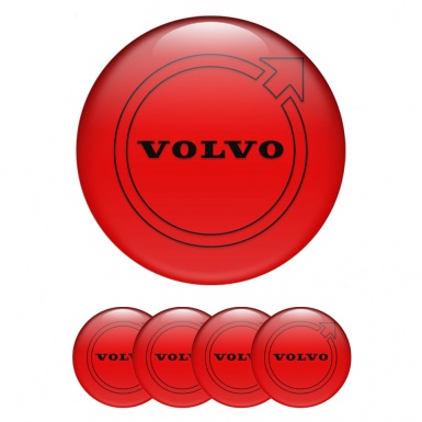 Volvo Wheel Emblem for Center Caps Red Fill Black Contour Logo Design