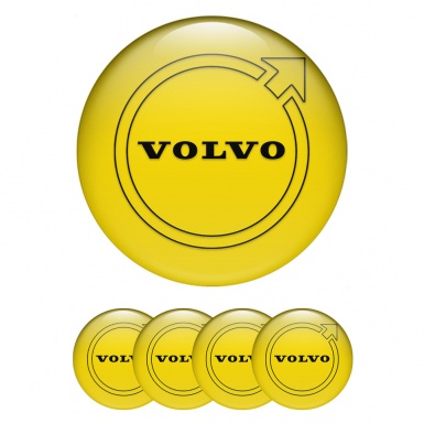 Volvo Stickers for Wheels Center Caps Yellow Base Black Contour Logo