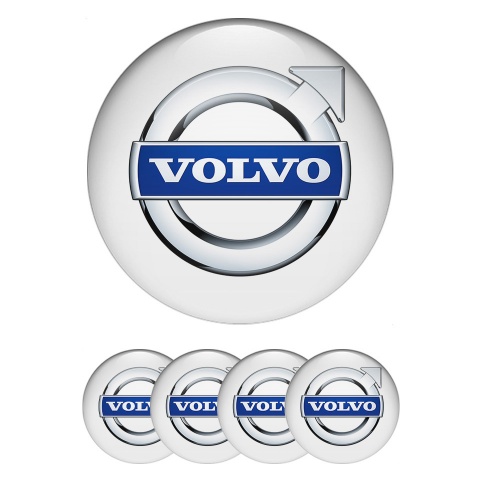 Volvo Stickers for Center Wheel Caps White Fill Clean Chromed Logo Design