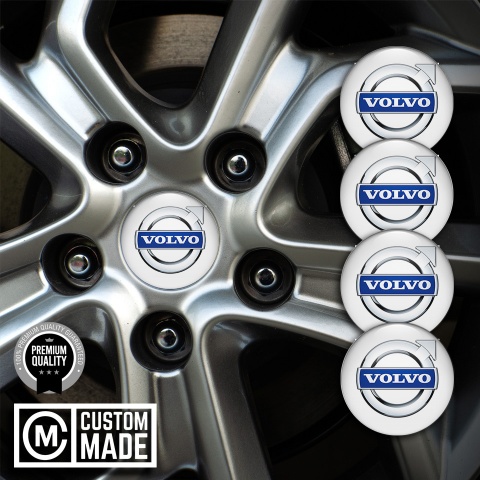 Volvo Stickers for Center Wheel Caps White Fill Clean Chromed Logo Design