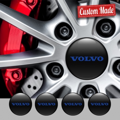 Volvo Wheel Emblem for Center Caps Black Base Clean Blue Logo Motif