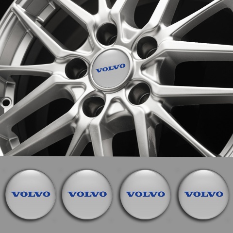 Volvo Stickers for Wheels Center Caps Grey Base Clean Blue Logo Design