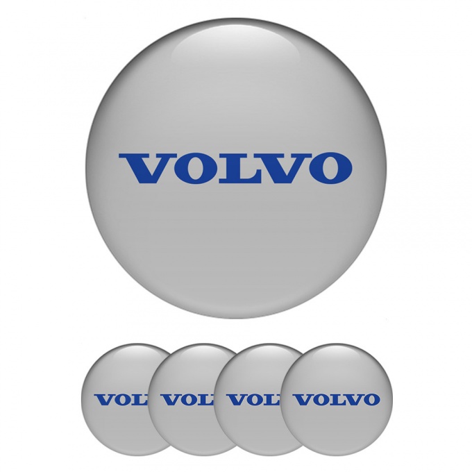 Volvo Stickers for Wheels Center Caps Grey Base Clean Blue Logo Design