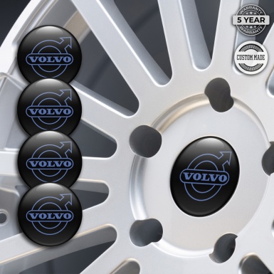 Volvo Emblem for Wheel Center Caps Black Fill Blue Outline Logo Design