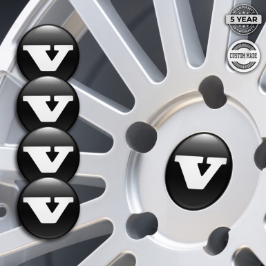 Volvo Center Caps Wheel Emblem Black Background Solid White Logo