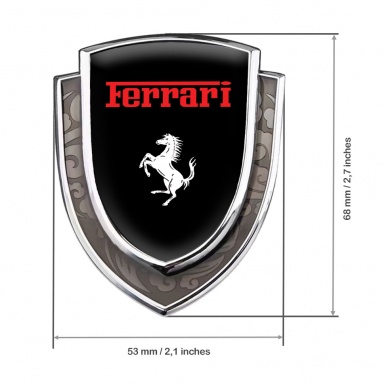 Ferrari Bodyside Emblem Self Adhesive Silver Black Red Logo White Motif