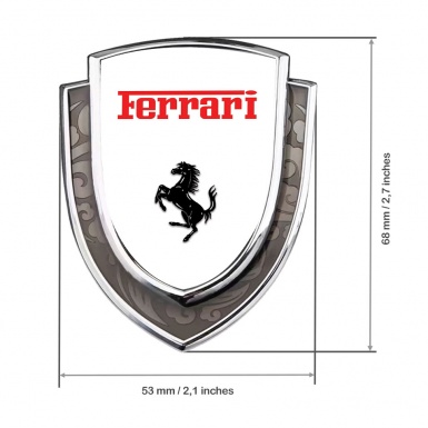 Ferrari Metal Domed Emblem Silver White Red Logo Black Horse Edition