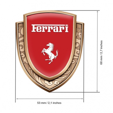 Ferrari Badge Self Adhesive Gold Crimson Background White Logo Design