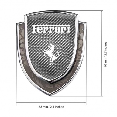 Ferrari Metal Emblem Self Adhesive Silver Carbon Fiber Pearl White Logo