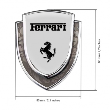 Ferrari Emblem Trunk Badge Silver Grey Fill Black Logo Edition