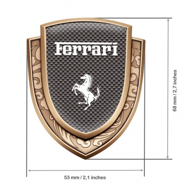 Ferrari Domed Emblem Gold Grey Carbon Effect White Logo Edition