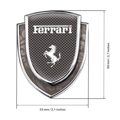 Ferrari Domed Emblem Silver Grey Carbon Effect Red White Logo Edition