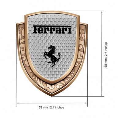 Ferrari Emblem Badge Gold Grey Honeycomb Black Logo Edition