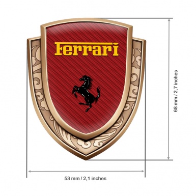 Ferrari Emblem Ornament Gold Red Carbon Fiber Black Yellow Logo