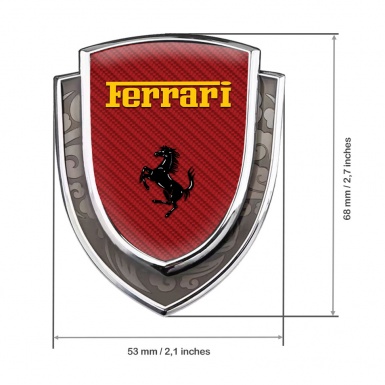 Ferrari Emblem Ornament Silver Red Carbon Fiber Black Yellow Logo