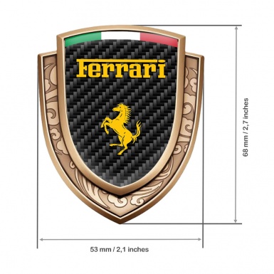 Ferrari Bodyside Emblem Self Adhesive Gold Black Carbon Italian Flag