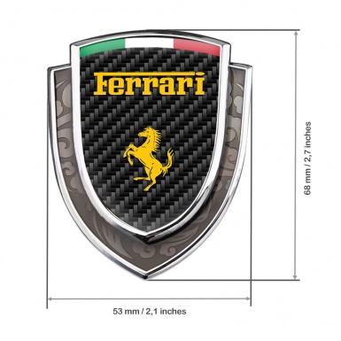 Ferrari Bodyside Emblem Self Adhesive Silver Black Carbon Italian Flag